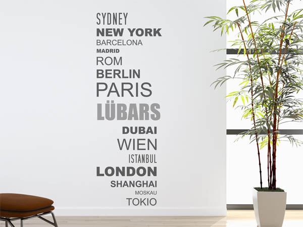Wandtattoo Lübars mit Weltstädten