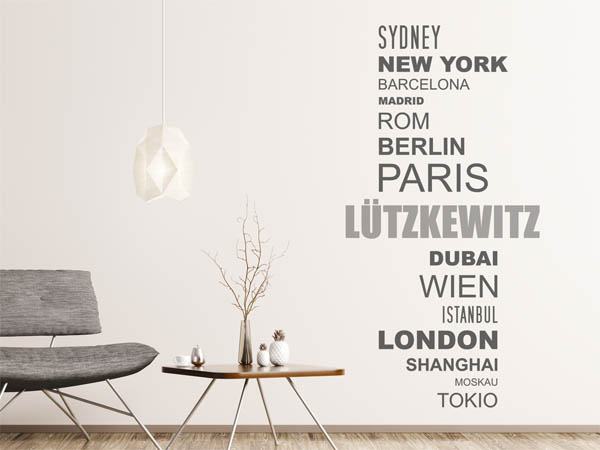 Wandtattoo Lützkewitz mit Weltstädten