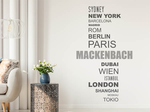 Wandtattoo Mackenbach mit Weltstädten