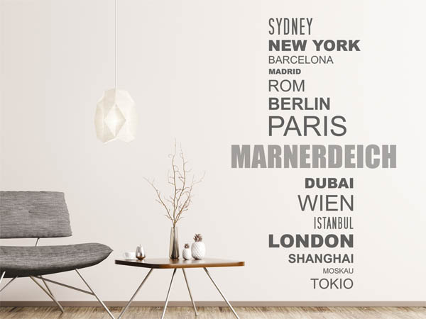 Wandtattoo Marnerdeich mit Weltstädten