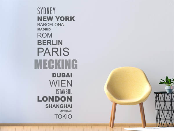 Wandtattoo Mecking mit Weltstädten