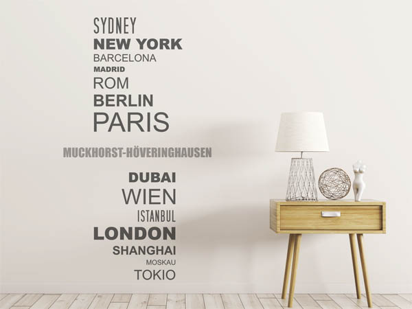 Wandtattoo Muckhorst-Höveringhausen mit Weltstädten