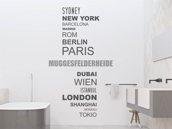 Wandtattoo Muggesfelderheide mit Weltstädten