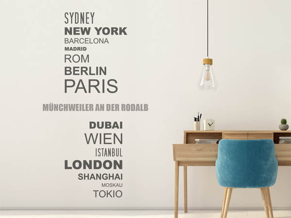 Wandtattoo Münchweiler an der Rodalb mit Weltstädten