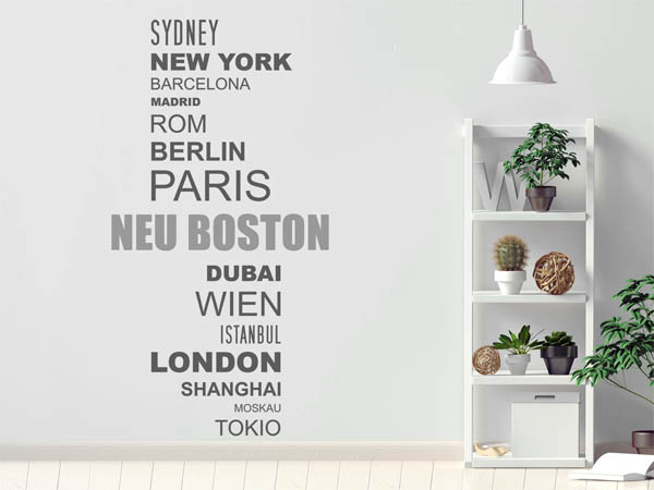 Wandtattoo Neu Boston mit Weltstädten
