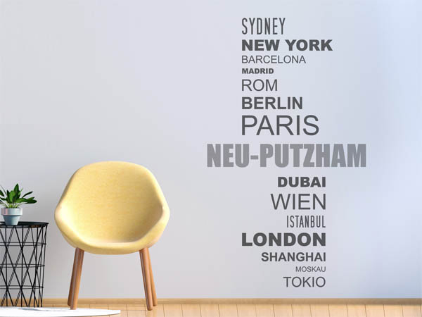 Wandtattoo Neu-Putzham mit Weltstädten