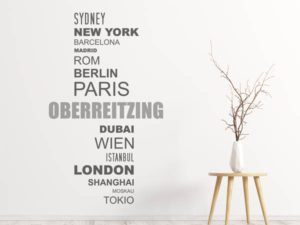 Wandtattoo Oberreitzing mit Weltstädten