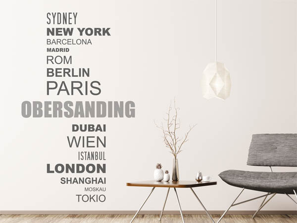 Wandtattoo Obersanding mit Weltstädten