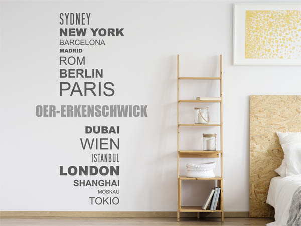 Wandtattoo Oer-Erkenschwick mit Weltstädten