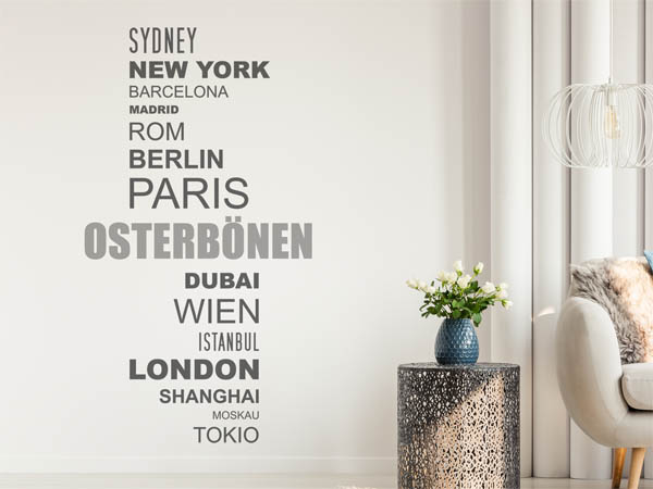 Wandtattoo Osterbönen mit Weltstädten