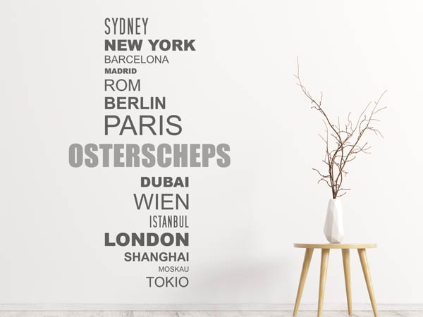 Wandtattoo Osterscheps mit Weltstädten