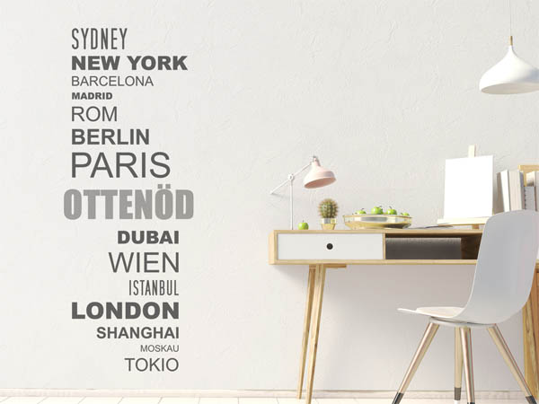 Wandtattoo Ottenöd mit Weltstädten