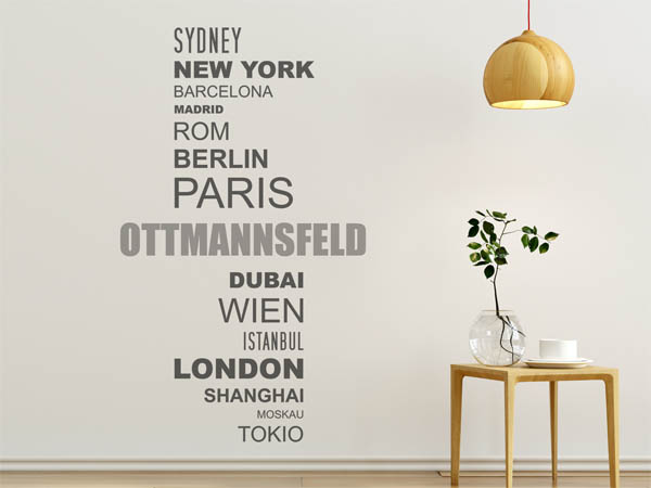 Wandtattoo Ottmannsfeld mit Weltstädten