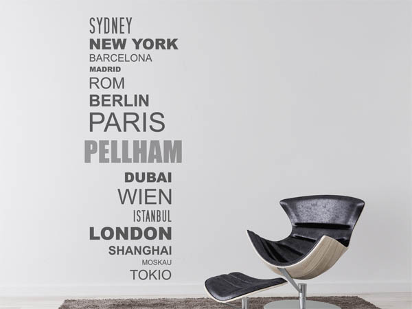 Wandtattoo Pellham mit Weltstädten