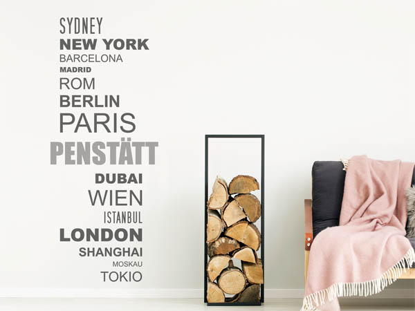 Wandtattoo Penstätt mit Weltstädten