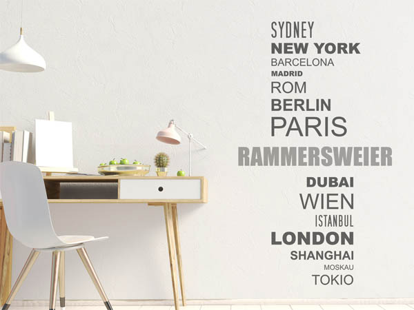 Wandtattoo Rammersweier mit Weltstädten