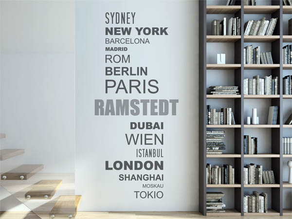 Wandtattoo Ramstedt mit Weltstädten