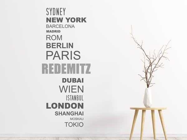 Wandtattoo Redemitz mit Weltstädten