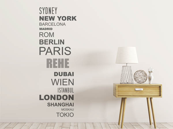 Wandtattoo Rehe mit Weltstädten