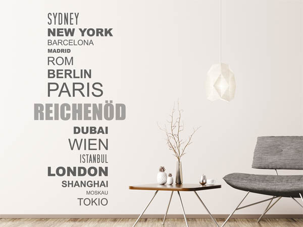 Wandtattoo Reichenöd mit Weltstädten