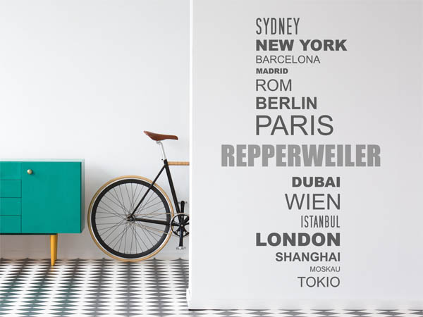 Wandtattoo Repperweiler mit Weltstädten