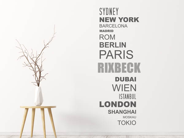 Wandtattoo Rixbeck mit Weltstädten