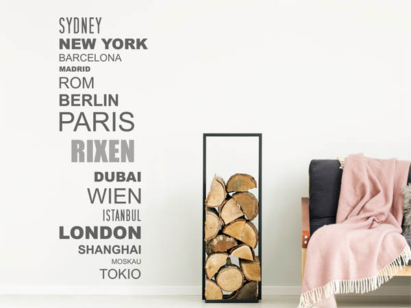 Wandtattoo Rixen mit Weltstädten