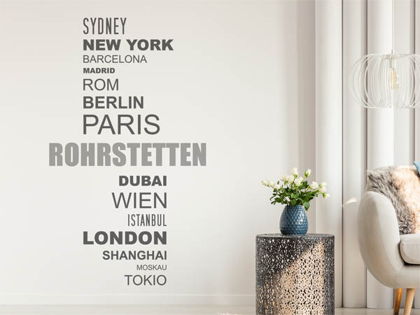 Wandtattoo Rohrstetten mit Weltstädten