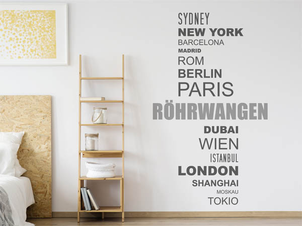 Wandtattoo Röhrwangen mit Weltstädten