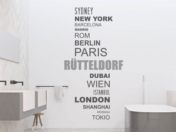 Wandtattoo Rütteldorf mit Weltstädten