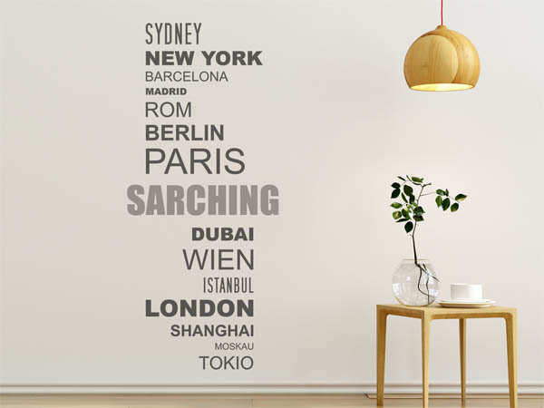 Wandtattoo Sarching mit Weltstädten