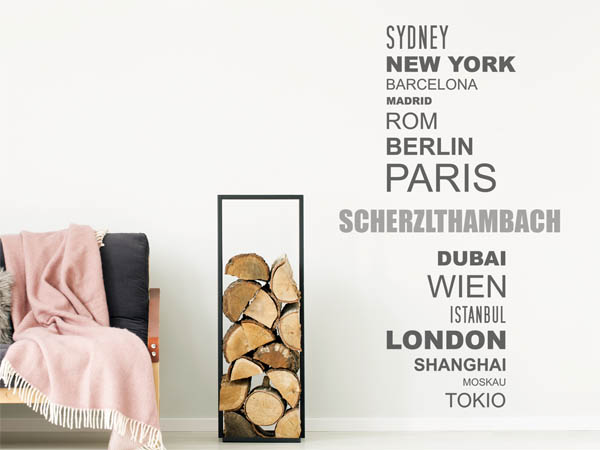 Wandtattoo Scherzlthambach mit Weltstädten