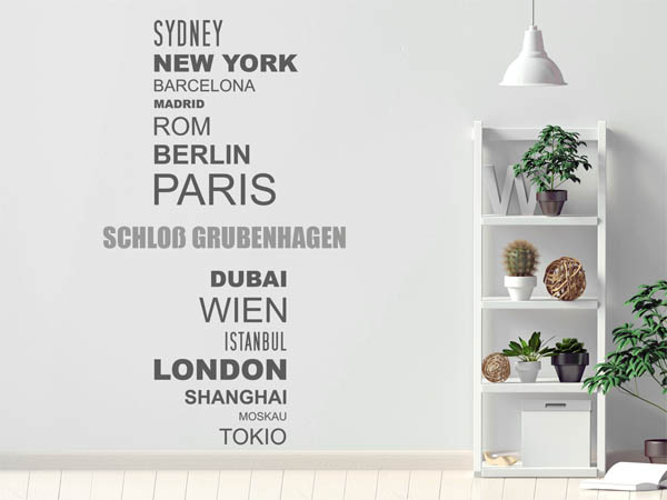 Wandtattoo Schloß Grubenhagen mit Weltstädten