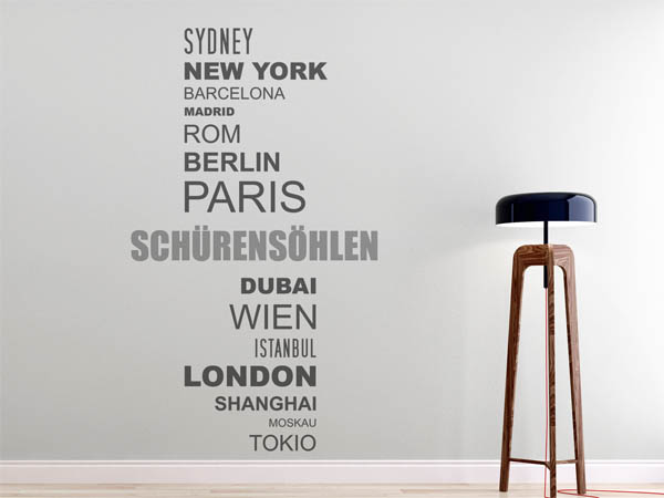 Wandtattoo Schürensöhlen mit Weltstädten