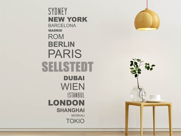 Wandtattoo Sellstedt mit Weltstädten