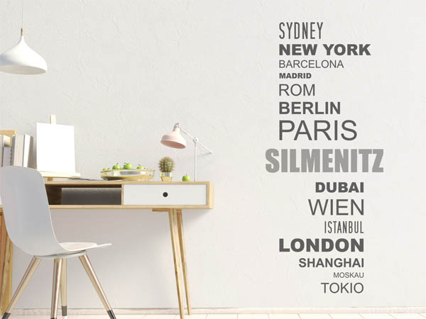 Wandtattoo Silmenitz mit Weltstädten