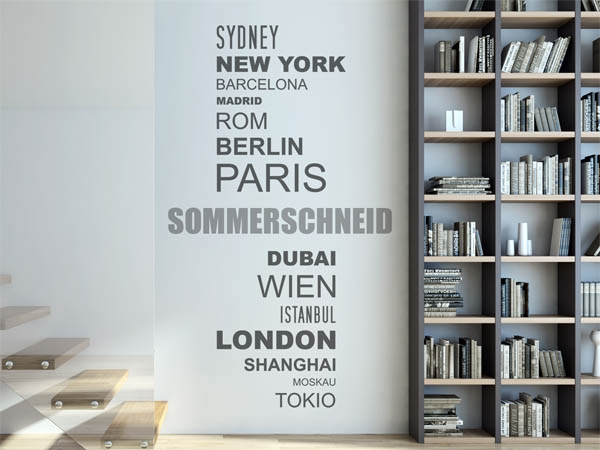 Wandtattoo Sommerschneid mit Weltstädten