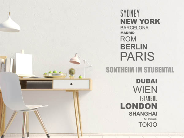 Wandtattoo Sontheim im Stubental mit Weltstädten