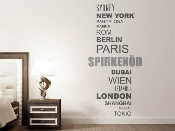 Wandtattoo Spirkenöd mit Weltstädten