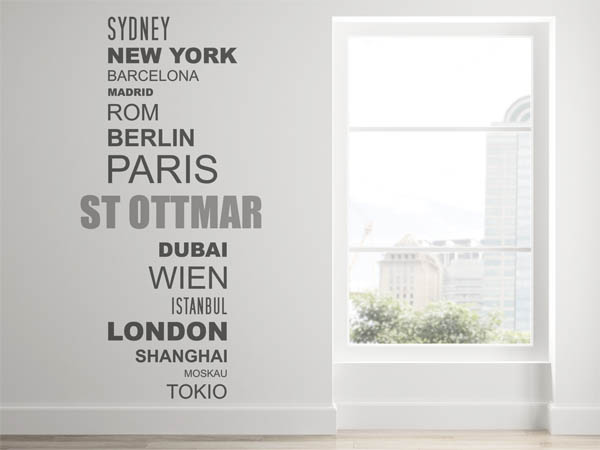 Wandtattoo St Ottmar mit Weltstädten