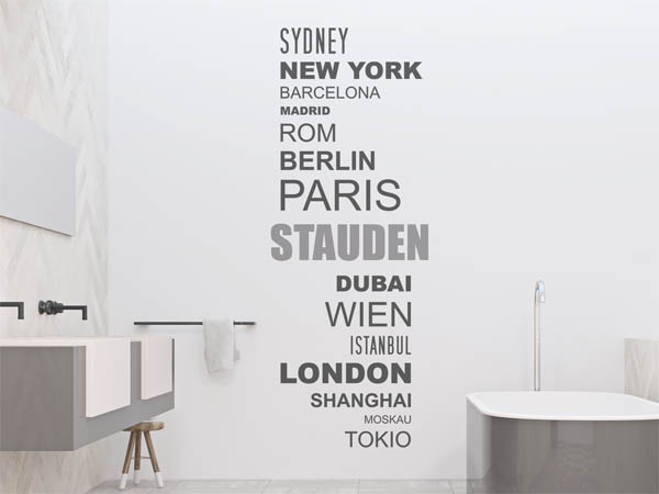 Wandtattoo Stauden mit Weltstädten