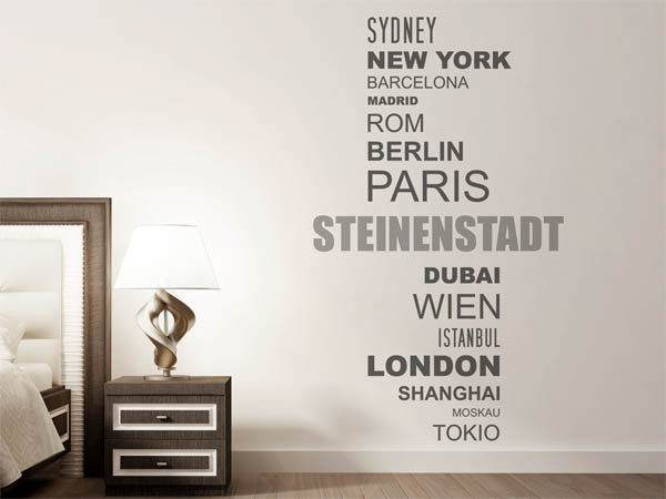 Wandtattoo Steinenstadt mit Weltstädten
