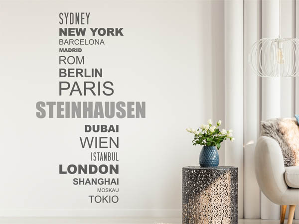 Wandtattoo Steinhausen mit Weltstädten