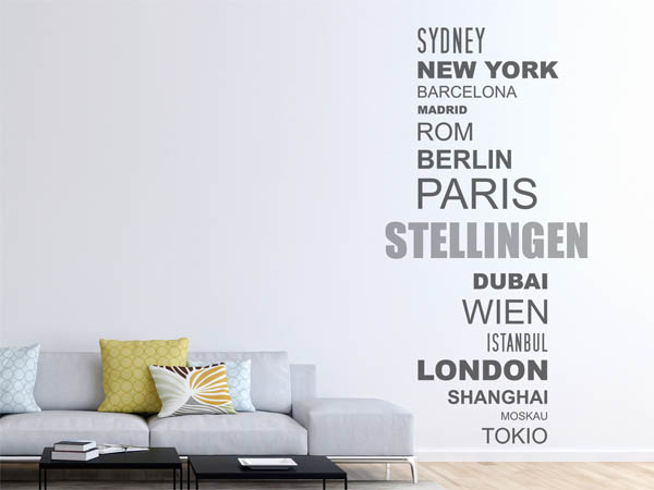 Wandtattoo Stellingen mit Weltstädten