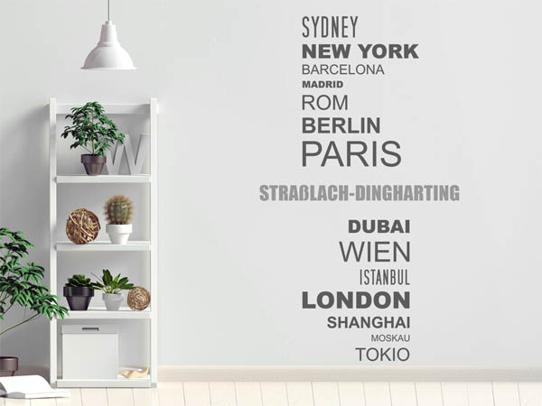 Wandtattoo Straßlach-Dingharting mit Weltstädten