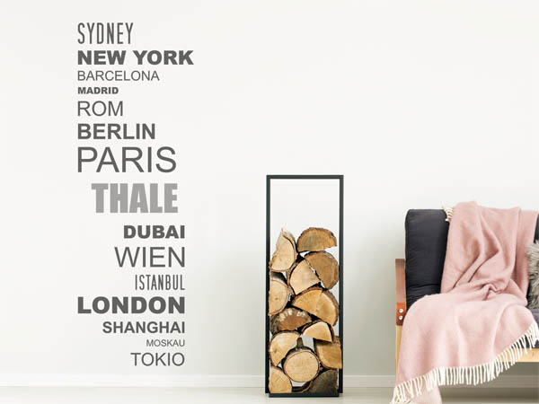 Wandtattoo Thale mit Weltstädten
