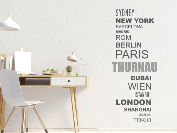 Wandtattoo Thurnau mit Weltstädten