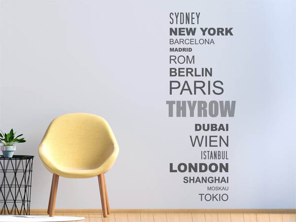 Wandtattoo Thyrow mit Weltstädten