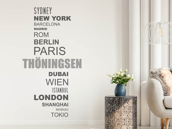 Wandtattoo Thöningsen mit Weltstädten