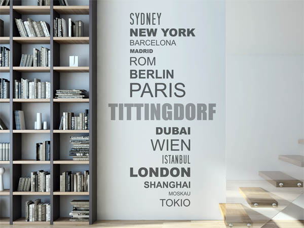 Wandtattoo Tittingdorf mit Weltstädten